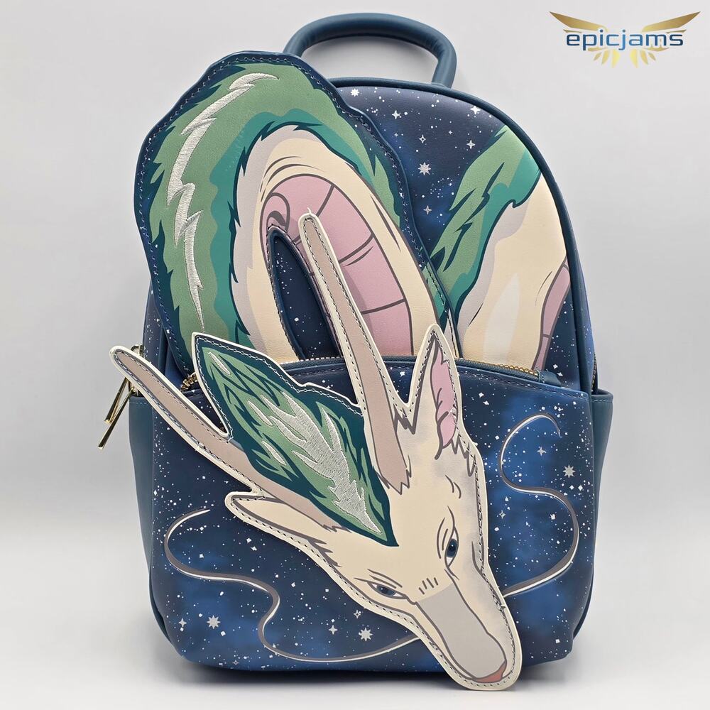 Studio Ghibli Spirited Away Haku Dragon Stars Blue Mini Backpack Bag New